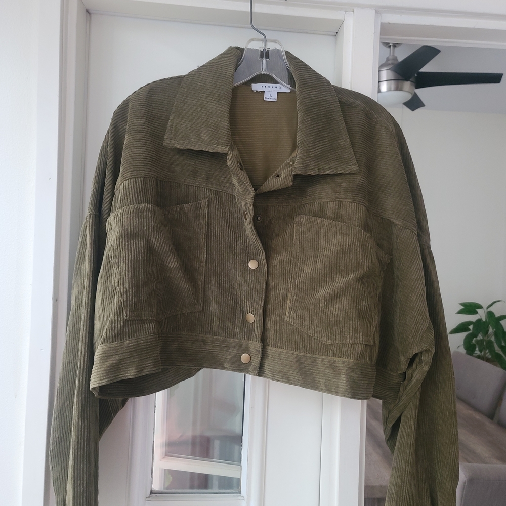 FAVLUX Olive Corduroy Cropped Jacket